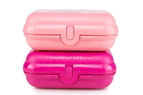 Tupperware Eco+ Kleiner-Twin pink Trolls + Kleiner-Twin rosa Blumen Brotdosen Lunchbox To Go Snackbox von Tupperware