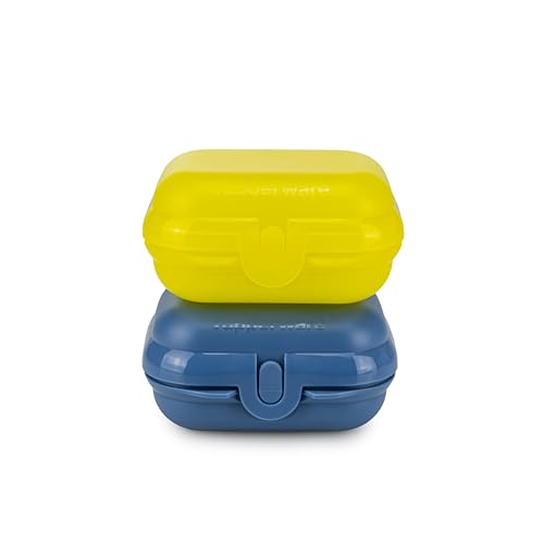 Tupperware Eco+ Mini-Twin (Gr.1) petrol + Mini-Twin (Gr.1) gelb Brotbox Pausenbox Snackbox Sandwichbox Lunchbox (inkl. 1x Magnet) von Tupperware