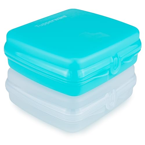 Tupperware Eco+ Sandwich-Box 1x hellblau + 1x türkis Brotdose Pausenbrot Brotbox (inkl. 1x Bio Saatgut) von Tupperware