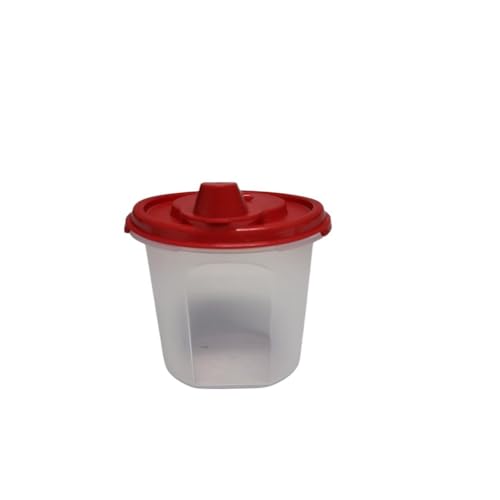 Tupperware Eidgenosse Rund Kompaktbehälter Vorrat Modular Kühlschrank System rot Rondovision Milchkännchen (440ml rot mit Ausgießer) von Tupperware