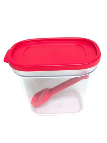 Tupperware Eidgenosse rechteckig stapelbar Exclusiv Gewürzbehälter mit Messlöffel Kompaktbehälter Vorrat Modular Kühlschrank System rot (500ml) (rot 500ml exculsiv) von Tupperware