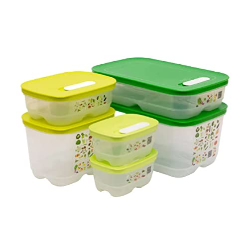 Tupperware FridgeSmart 6-teiliges Set – beinhaltet 2 x extra klein (375 ml), 1 x klein (800 ml), 1 x klein tief (1,8 l), 1 x mittel (1,8 l) und 1 x mitteltief (4,4 l) – komplettes von Tupperware