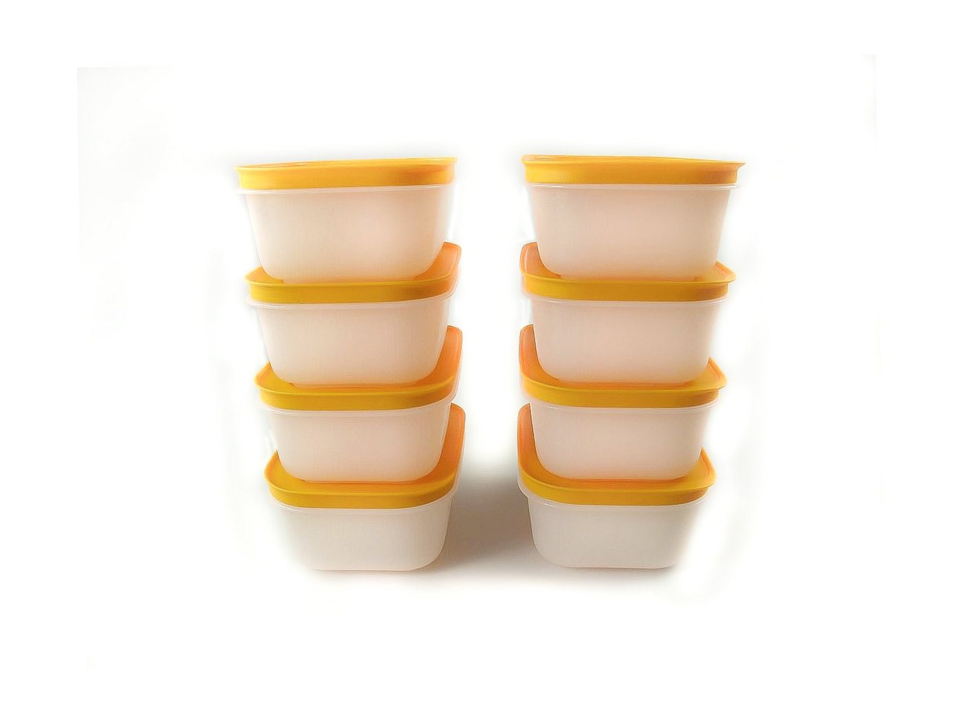 TUPPERWARE Frischhaltedose Eis-Kristall 450 ml (8) weiß/orange + SPÜLTUCH von TUPPERWARE