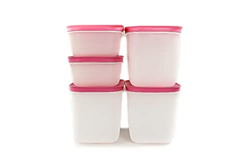 Tupperware Gefrier-Behälter 1,1L hoch (3)+ 450ml pink-weiß (2) EIS-Kristall von Tupperware