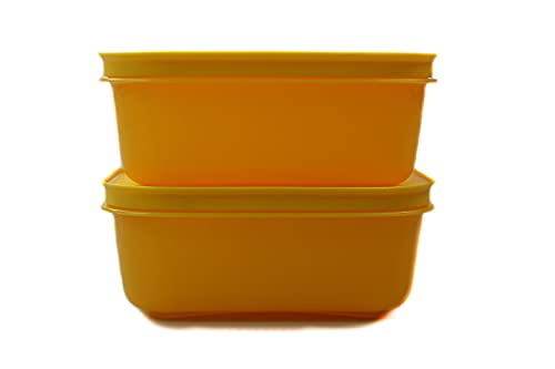 Tupperware Gefrier-Behälter 450 ml (2) gelb flach EIS-Kristall Eiskristall von Tupperware