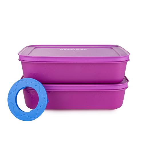 Tupperware Gefrierbehälter 2x 1 l lila (inkl. Ausstechform blau) Lebensmittelbehälter Gefrierbox Kühlschrankbehälter Tiefkühlbehälter Gefrier-Behälter Eis-Kristall von Tupperware