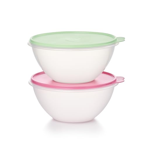 Tupperware Heritage Wonderlier Frischhalte-Schüssel-Set für 10,5 Tassen, Vintage-Farben, spülmaschinenfest, BPA-frei, 2 Behälter + 2 Deckel von Tupperware