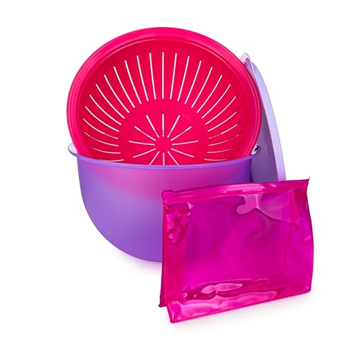 Tupperware Junge Welle Schüssel flieder 4,3 L + Sieb pink (inkl. Kosmetiktasche) Servieren Schale Servierschüssel von Tupperware