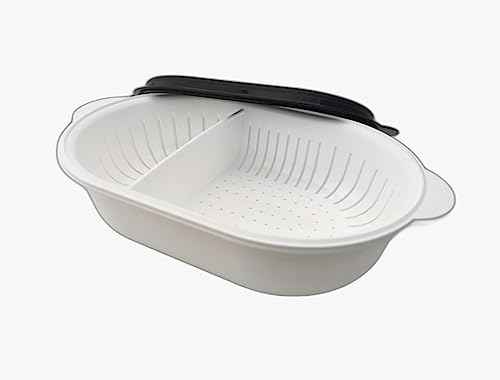 Tupperware KLEINER Super Servierstar 2,5 L Siebservierer Thermo-Duo Küchenhelfer mit Sieb in schwarz weiß Küchenchef Warmhalten Warmie Tups Sieb von Tupperware