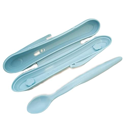 Tupperware Kinder Soft-Fütterlöffel hellblau blau TupperCare Löffel mit Box von Tupperware