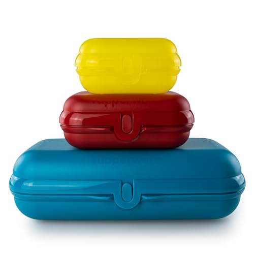 Tupperware Lunchbox To Go Maxi-Twin dunkeltürkis + Twin rot + Mini-Twin gelb von Tupperware
