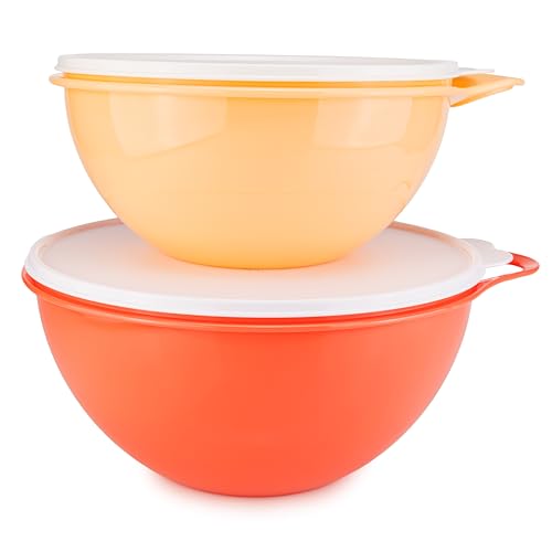 Tupperware Maximilian Schüssel 4,5 L lachs + 3 L apricot Salatschüssel Rühschüssel Aufbewahrung Servierschüssel von Tupperware