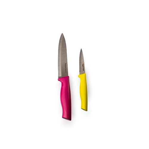 Tupperware Messer Set Essential-Serie (2) Küchenmesser Pink + Gemüsemesser Gelb (inkl. Eidgenossen Plus 350 ml) von Tupperware