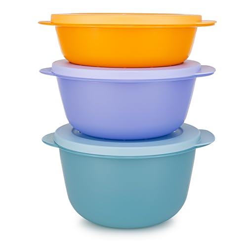 Tupperware MicroTup-Set groß (3) CrystalWave Behälter 850 ml orange + 1,3 L blau + 1,8 L türkis (inkl. 1x Lollitup) von Tupperware