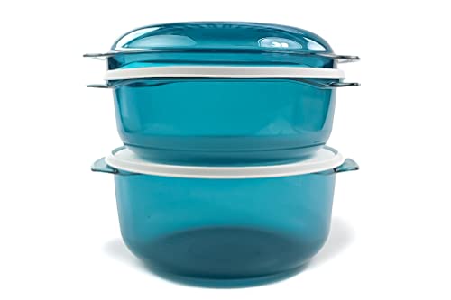 Tupperware Microcook Mikrowelle 3,0 L türkis + 1,75 L + Deckel 35355 von Tupperware