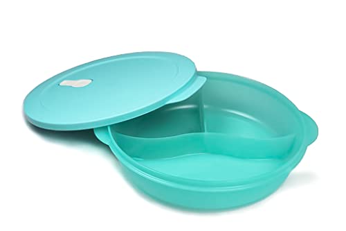 Tupperware Mikrowelle CrystalWave 1,9 L mit Abtrennung helles türkis/weiß+SPÜLTUCH von Tupperware