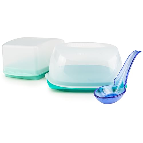 Tupperware Mini Käsemax CheeSmart Max mint transparent + Junge Welle Butterdose mint transparent (inkl. Löffel) von Tupperware