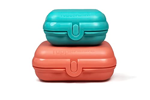 Tupperware Mini-Twin to Go helltürkis + Twin Gr.2 lachsrosa Brotdose 38696 von Tupperware