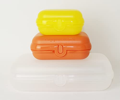 Tupperware NEW Lunchbox Twin Set Maxi Transparent + Gr. 2 Ziegelrot + Gr. 1 Gelb + Hängelöffel Apricot von Tupperware
