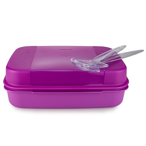 Tupperware Naschkätzchen 2,5 L lila Bellevue Vorratshaltung Vorrat Apollo Brotdose Keksdose Vorratsdose (inkl. Eleganzia Salatbesteck) von Tupperware
