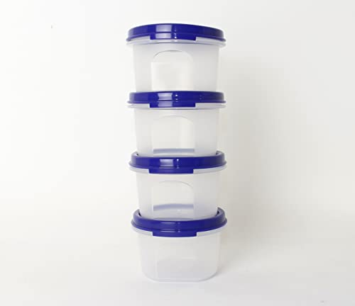Tupperware New Eidgenossen Circular Blau/Transparent 4X 200ml Kaffeepads Vorratsdose + Hängelöffel Flieder von Tupperware