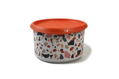 Tupperware One Touch Runde 960 ml Bingo orange weiß mit Muster Vorrat Behälter von Tupperware