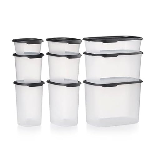 Tupperware One Touch Seal & Store Frischhaltedosen-Set mit 9 Behältern – spülmaschinenfest & BPA-frei – (9 Behälter + 9 Deckel) von Tupperware