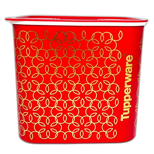 Tupperware Quadro 2,1 L rot gold Ultimo Weinachts Motiv Goldfäden Arabic Blumenmotiv A152 Dose Box Vorratsdose von Tupperware
