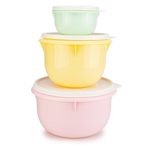 Tupperware Rührschüssel Peng rosa 2 L + gelb 1 L + mint 200 ml Hefeteigschüssel Schüssel Hefeteig Germteig von Tupperware