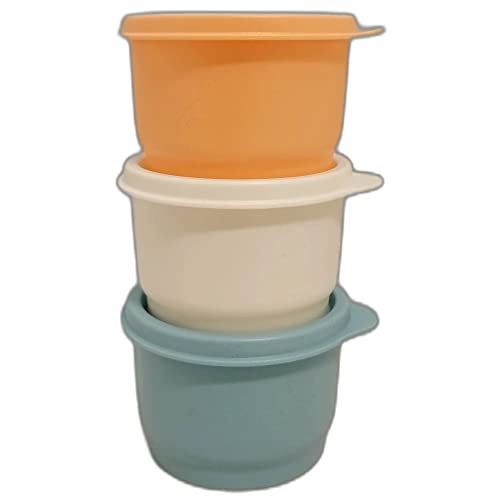 Tupperware SET (3) Kühlschrank Uno 120 ml bunt orange weiß blau Dose Vorrat Frischhaltedose Julchen von Tupperware