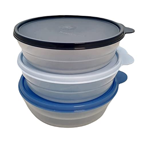 Tupperware SET (3) Müslischale 500 ml Müsli Schale Fruit Bunt dunkelblau blau hellblau transparent von Tupperware