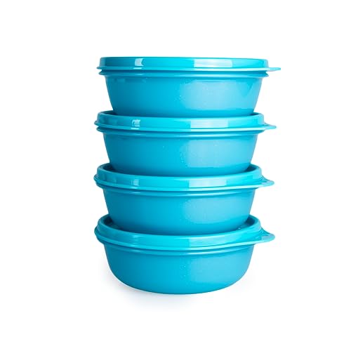 Tupperware SET (4) Kühlschrank Hit-Parade 300 ml blau glitzer kleine Hitparade Mini Panorama (inkl. Trichter) von Tupperware