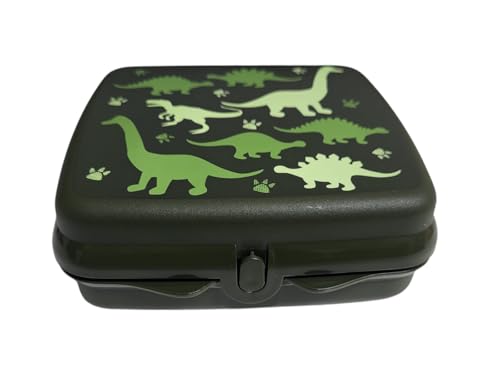 Tupperware Sandwich-Box Aufbewahrungsbox Brotdose quadratisch mit Scharnier und Verriegelung (grün DInosaurier) von Tupperware
