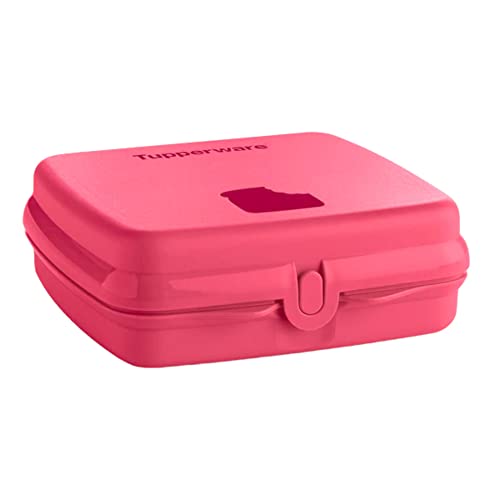 Tupperware Sandwich-Box Aufbewahrungsbox Brotdose quadratisch mit Scharnier und Verriegelung pink von Tupperware