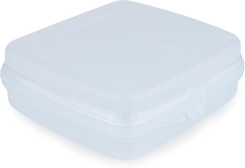 Tupperware Sandwich-Box Aufbewahrungsbox Brotdose quadratisch mit Scharnier und Verriegelung und Designs (hellblau) von Tupperware