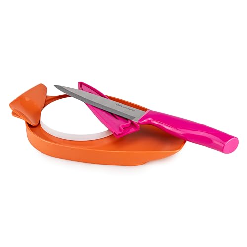 Tupperware Schneidebrett Mamsell mit Spachtel + Messer Lila Tapferes Helferlein Orange kleines Brettchen Obst Fleisch Gemüse schneiden (inkl. 1x Bio Saatgut), 1432-9 von Tupperware