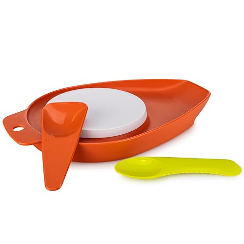 Tupperware Schneidebrett Mamsell mit Spachtel Tapferes Helferlein Orange (inkl. Kiwilöffel) kleines Brett Brettchen Obst Fleisch Gemüse schneiden von Tupperware