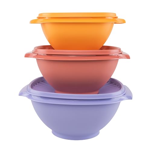 Tupperware Sonnen-Schüssel SET (3) Schüssel mit Sonnendeckel Orange 860ml + Altrosa 1,3l + Flieder 1,9l (inkl. Joghurtbecher) von Tupperware