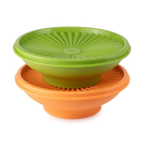 Tupperware Sonnenschüssel 400 ml orange + 400 ml grün Salatschüssel Servierschüssel Schale Schälchen(incl Käsemesser Haushaltshelfer) von Tupperware