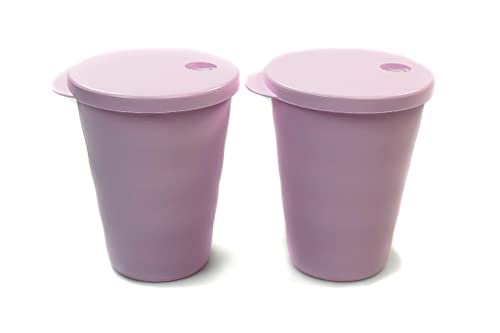 Tupperware Trinkhalmbecher Junge Welle 330 ml (2) rosa Trinkhalm Becher 38073 von Tupperware