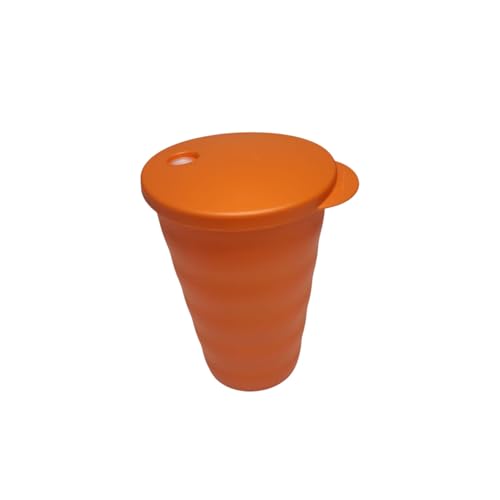 Tupperware Trinkhalmbecher Trinkbecher Plastikglas Junge Welle 500ml Trink Becher 500 ml (orange) von Tupperware
