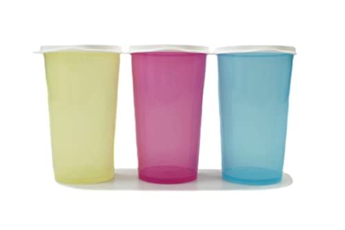 Tupperware to Go Eco 330 ml gelb + rosa + blau Becher Trinkbecher mit Deckel 39191 von Tupperware
