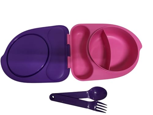 Tupperware to Go Lunchbox Babyteller Clevere Pause 400ml Brotdose mit Trennwand Eco+ Schule Kindergarten + Besteck (lila Babyteller) von Tupperware