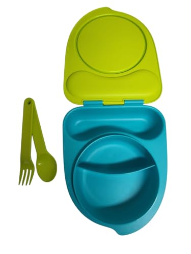 Tupperware to Go Lunchbox Babyteller Clevere Pause 400ml Brotdose mit Trennwand Eco+ Schule Kindergarten + Besteck (lime Babyteller) von Tupperware