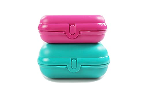 Tupperware to Go Twin dunkeltürkis Größe 3 + Größe 2 pink Trolls NEU 35271 von Tupperware