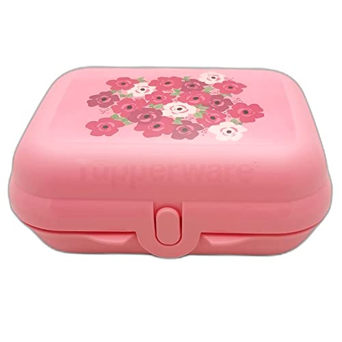 Tupperware to Go Twin rosa Blumen Motiv Brotdose Sandwich Lunchbox Box Behälter Kindi Twin Kind Kindergarten Schule Dose klein Größe 2 von Tupperware
