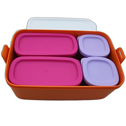 Tupperware to Go klick & Go Bentoset 1,5 orange + 250 ml pink(2) + 110 ml Flieder (2) Lunchbox von Tupperware