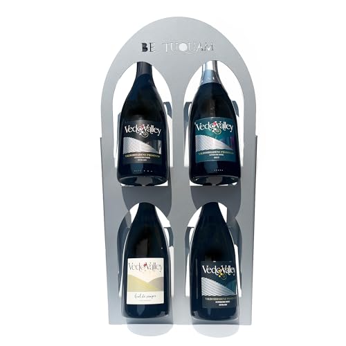 Tuquam Weinregal aus Aluminium – Made in Italy – Für 4 Weinflaschen – Grau oder Grün – Direkt aus Italien (Grau) von Tuquam