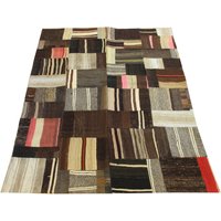 Handgefertigter Kelim Teppich, Brauner Patchwork Teppich 200x150 cm Handgefertigter Kelim Teppich, Brauner Patchwork Teppich 200x150 cm von TurCollection