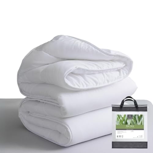 Tural - Bettdecke 180 x 220 cm mit Aloe Vera-Behandlung, Faserfüllung 300 g/m², weich, atmungsaktiv, Oeko-Tex-Zertifiziert (Weiß, Bett 105 cm) von Tural
